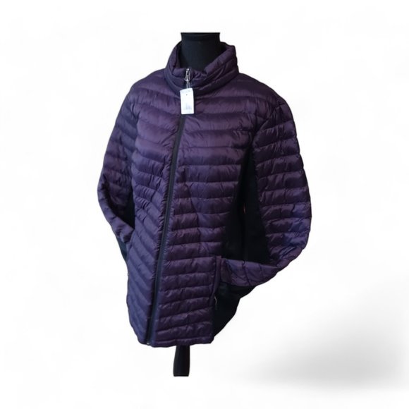 New 32 Degrees Heat Womens Lightweight DK Blackberry Mixed Media Jacket Size XXL - Picture 4 of 13